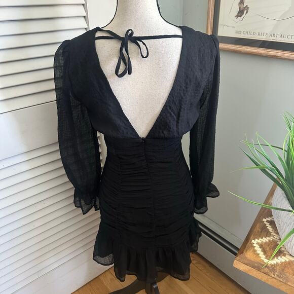 Storia Dress Womens Small Black Chiffon Babydoll Mini Dark Fairy Whimsigoth - Picture 6 of 11